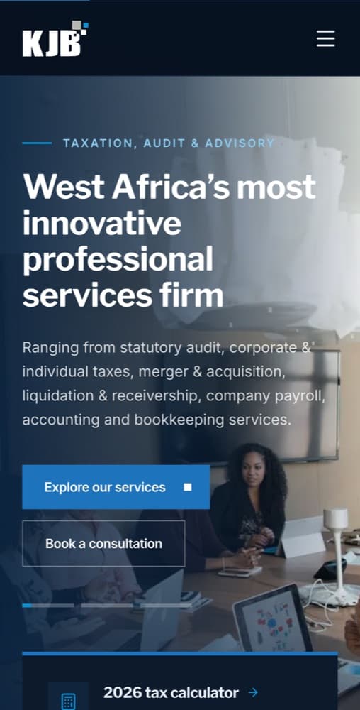 KJB Professional Services on a phone